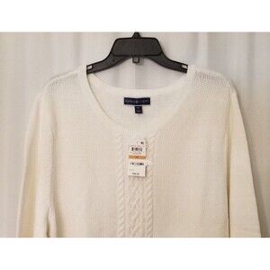 Karen Scott Sweater Pull Over Center Cable Knit Size 3X Winter White NEW